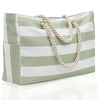 Striped Canvas Large Capacity Shopping Beach Tote Bag Mssza