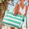 Striped Canvas Large Capacity Shopping Beach Tote Bag Mssza