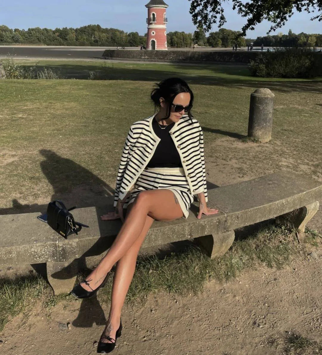 Striped Knit Zebra Printed Cardigan And High Waist Patchwork Shorts 2 Piece Set Mssza