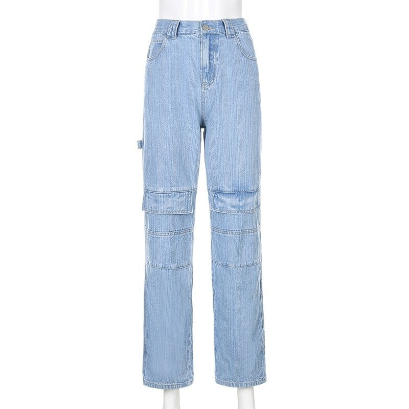 Striped Printed High Waist Baggy Pocket Cargo Pants Mssza