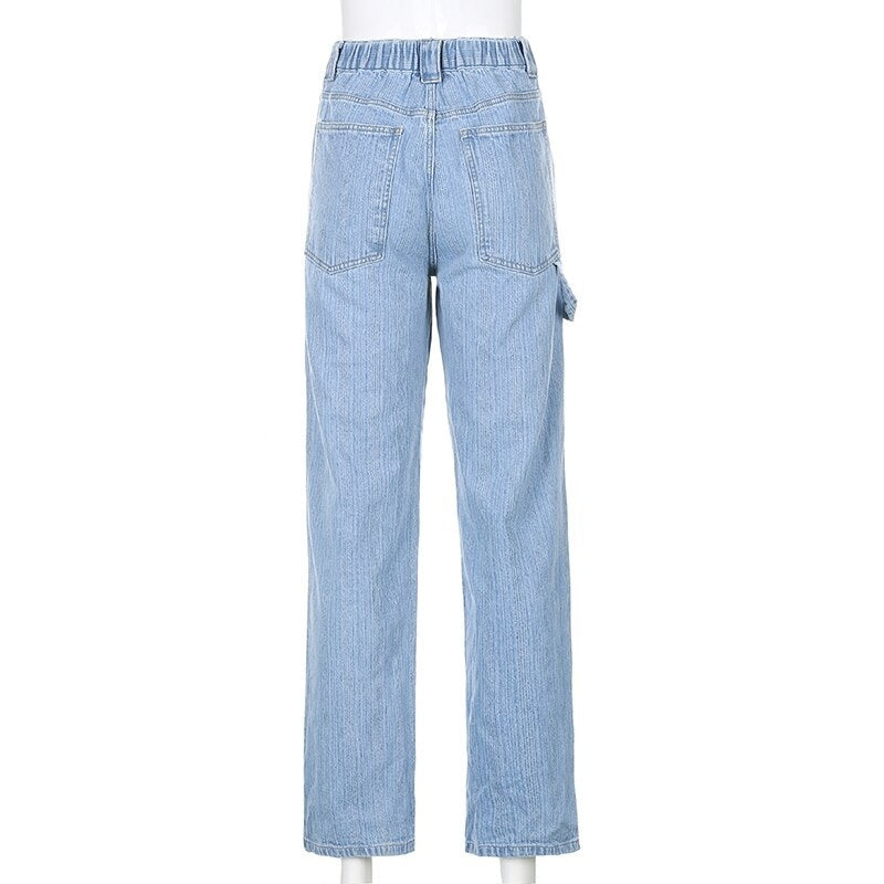 Striped Printed High Waist Baggy Pocket Cargo Pants Mssza