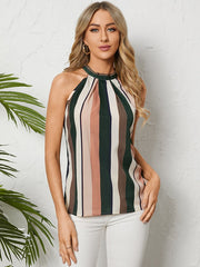 Striped Tie-up Design Halter Cami Mssza