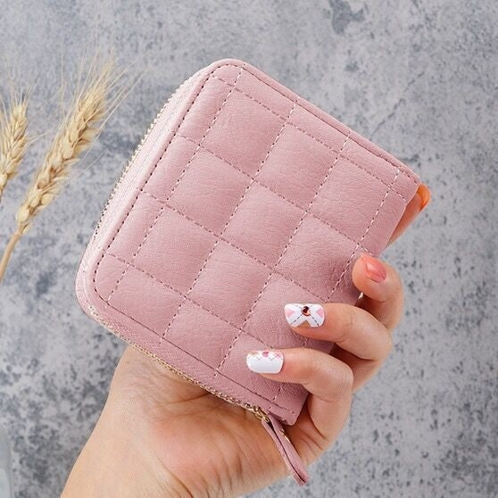 Style Multiple Zipper Hasp Plaid Large Capacity Wallet Mssza