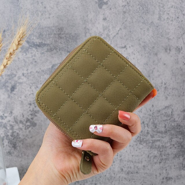Style Multiple Zipper Hasp Plaid Large Capacity Wallet Mssza