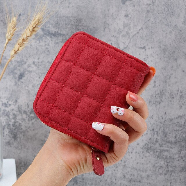 Style Multiple Zipper Hasp Plaid Large Capacity Wallet Mssza