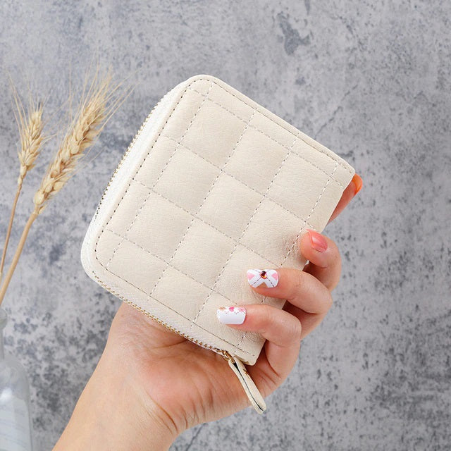 Style Multiple Zipper Hasp Plaid Large Capacity Wallet Mssza