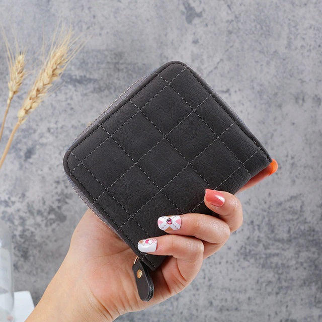 Style Multiple Zipper Hasp Plaid Large Capacity Wallet Mssza