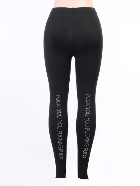 Stylish Geometric Rhinestones Polyester Long Pants Mssza