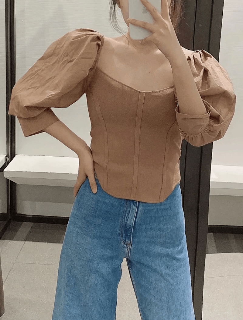 Stylish Patchwork Knitted Blouse Mssza