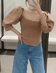 Stylish Patchwork Knitted Blouse Mssza
