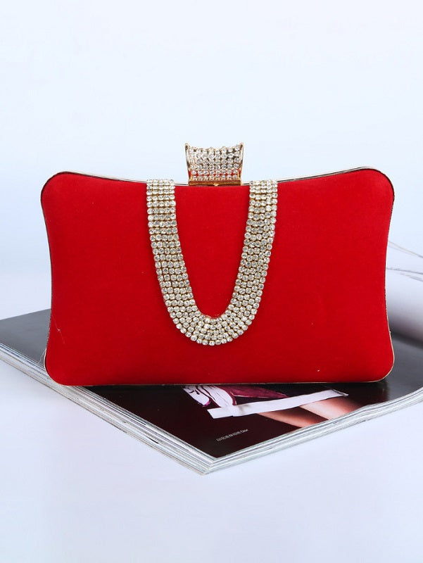 Suede Rhinestone Patchwork Evening Bags Mssza