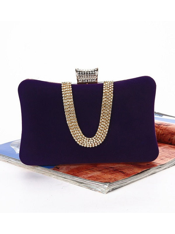 Suede Rhinestone Patchwork Evening Bags Mssza