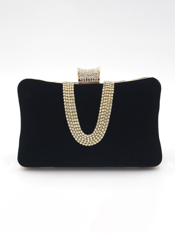 Suede Rhinestone Patchwork Evening Bags Mssza