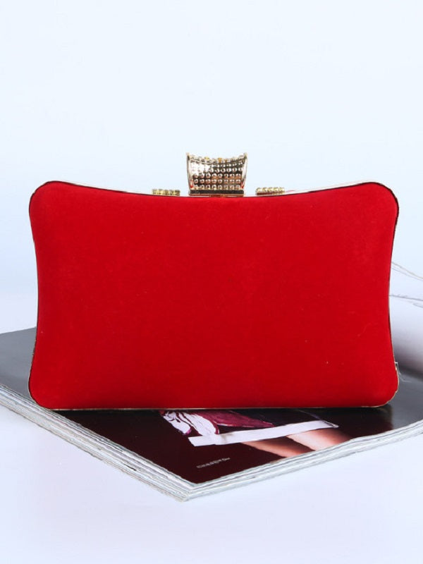 Suede Rhinestone Patchwork Evening Bags Mssza