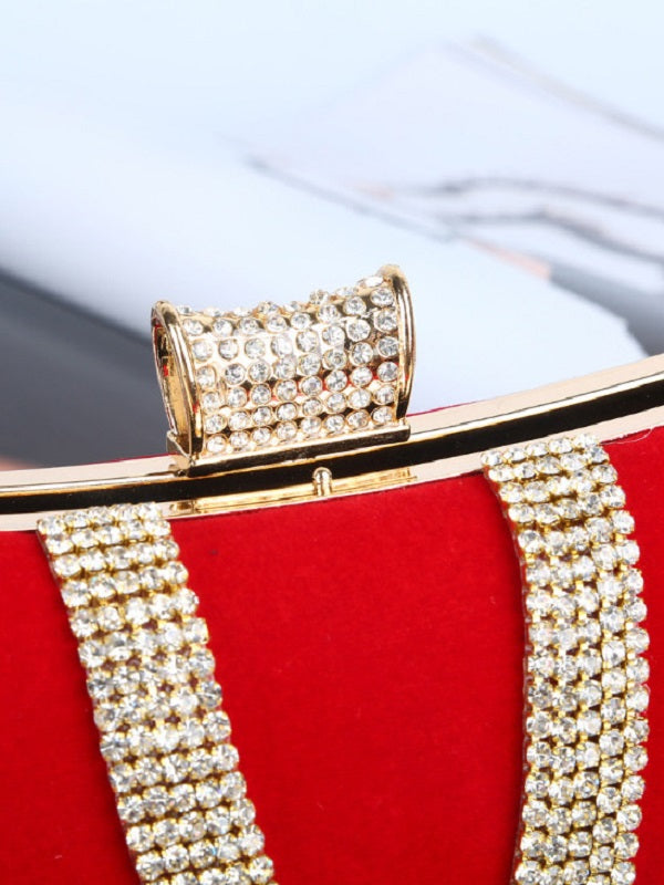 Suede Rhinestone Patchwork Evening Bags Mssza