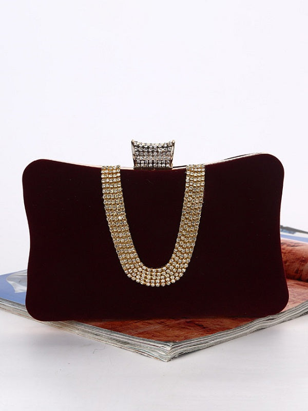 Suede Rhinestone Patchwork Evening Bags Mssza