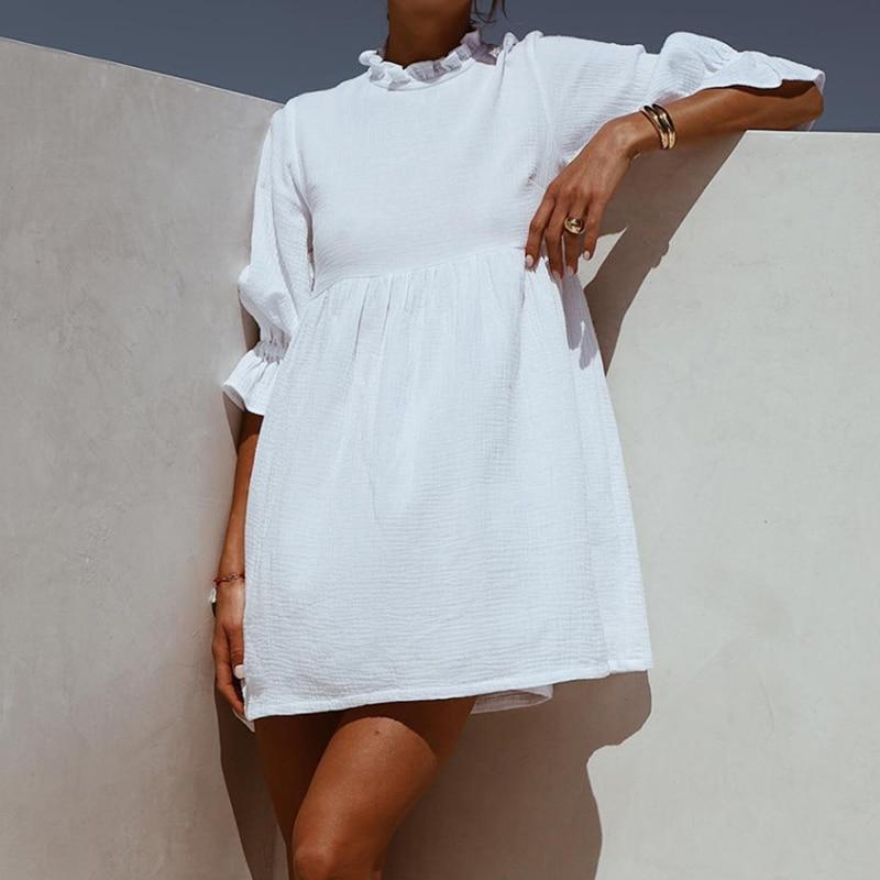 Beach White Ruffles Dress Mssaz Desses