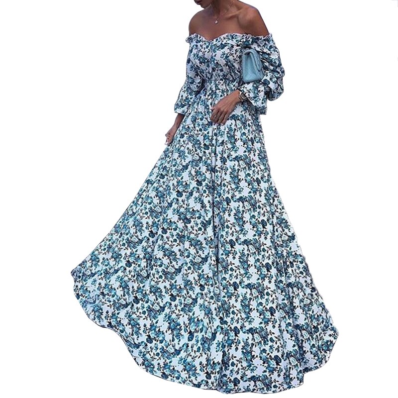 Floral Print  Boat Neck Prom Dresses Mssaz Desses