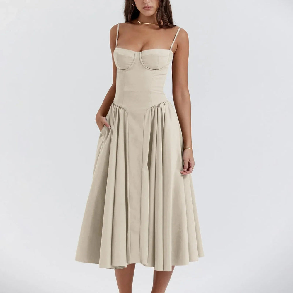 Floral Slip Tube Tops Sleeveless Printted A-line Midi Lady Boho Dress Mssaz Desses