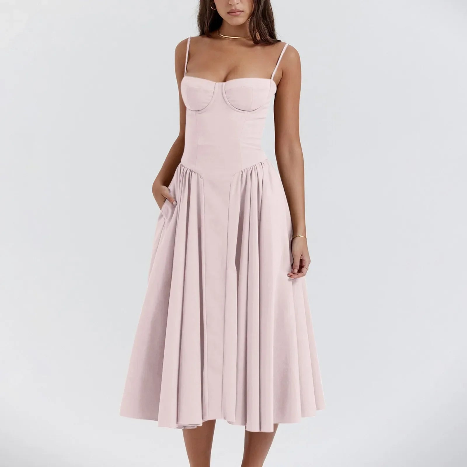 Floral Slip Tube Tops Sleeveless Printted A-line Midi Lady Boho Dress Mssaz Desses