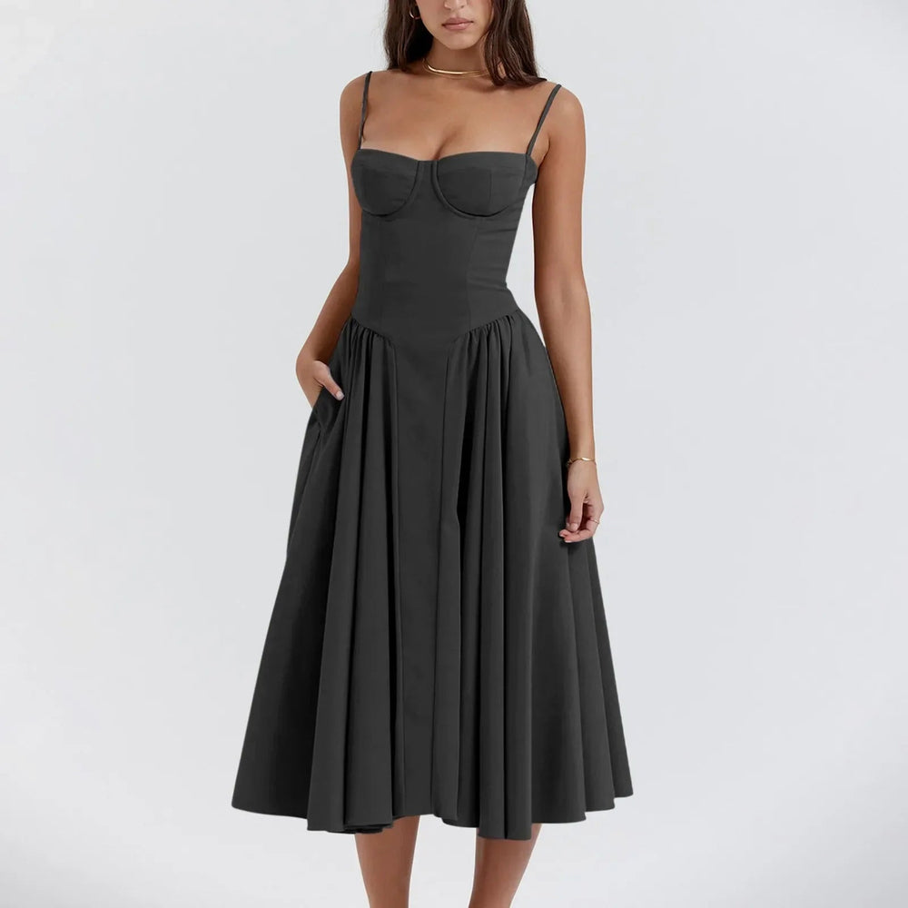 Floral Slip Tube Tops Sleeveless Printted A-line Midi Lady Boho Dress Mssaz Desses