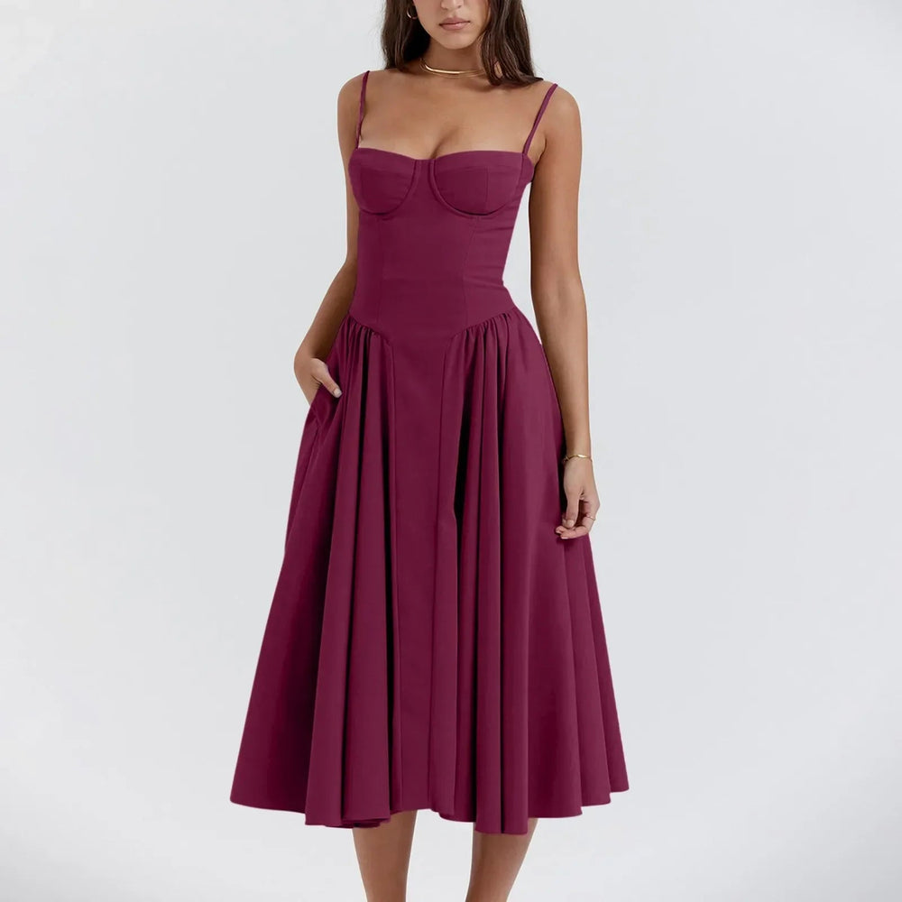 Floral Slip Tube Tops Sleeveless Printted A-line Midi Lady Boho Dress Mssaz Desses