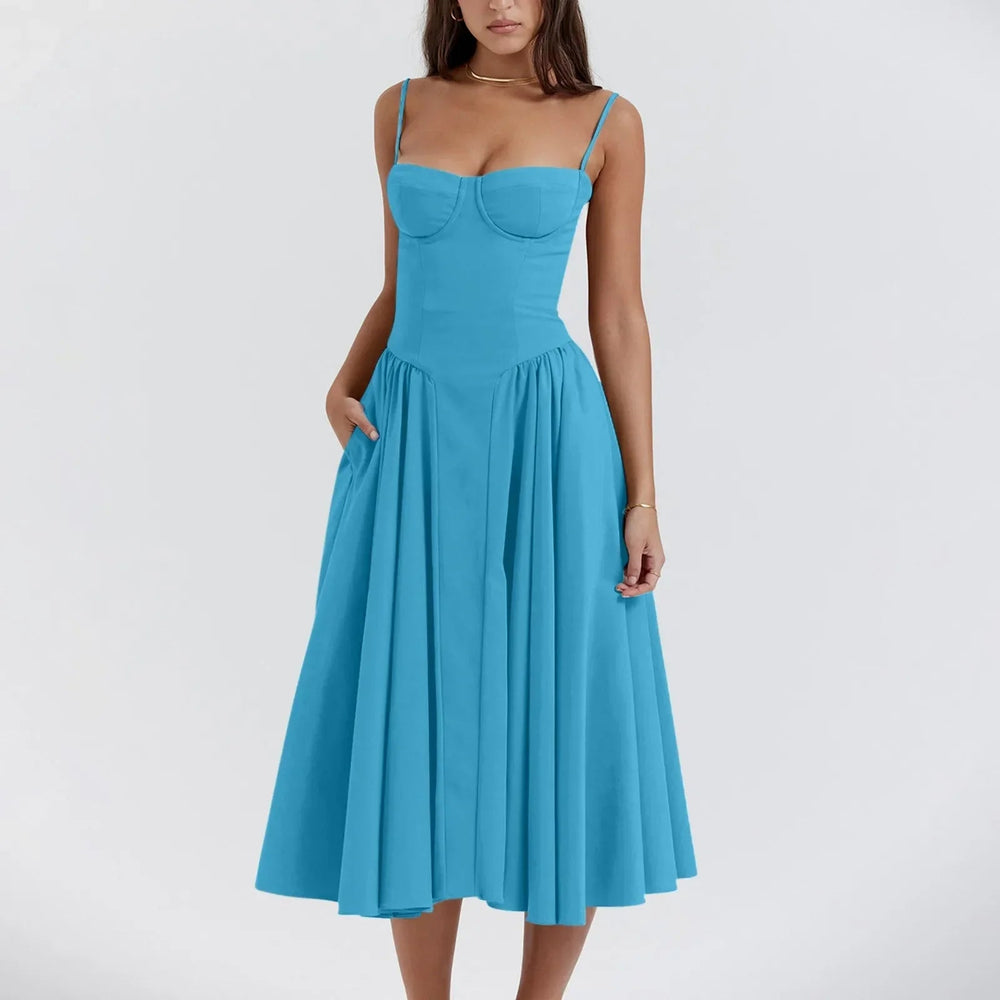 Floral Slip Tube Tops Sleeveless Printted A-line Midi Lady Boho Dress Mssaz Desses