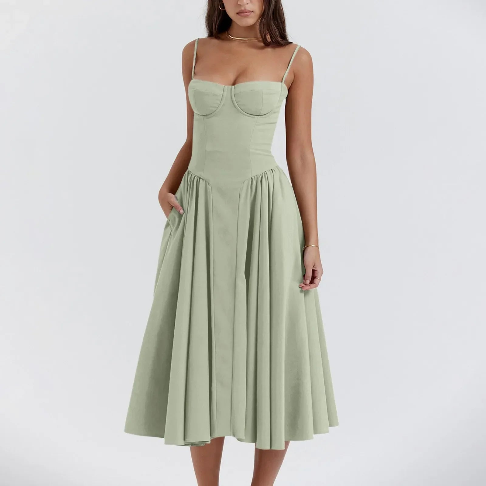Floral Slip Tube Tops Sleeveless Printted A-line Midi Lady Boho Dress Mssaz Desses