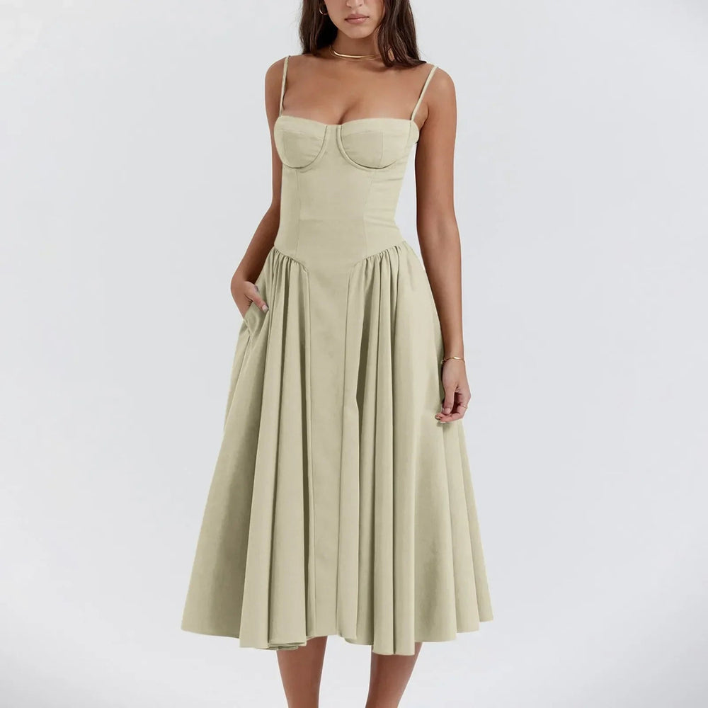 Floral Slip Tube Tops Sleeveless Printted A-line Midi Lady Boho Dress Mssaz Desses