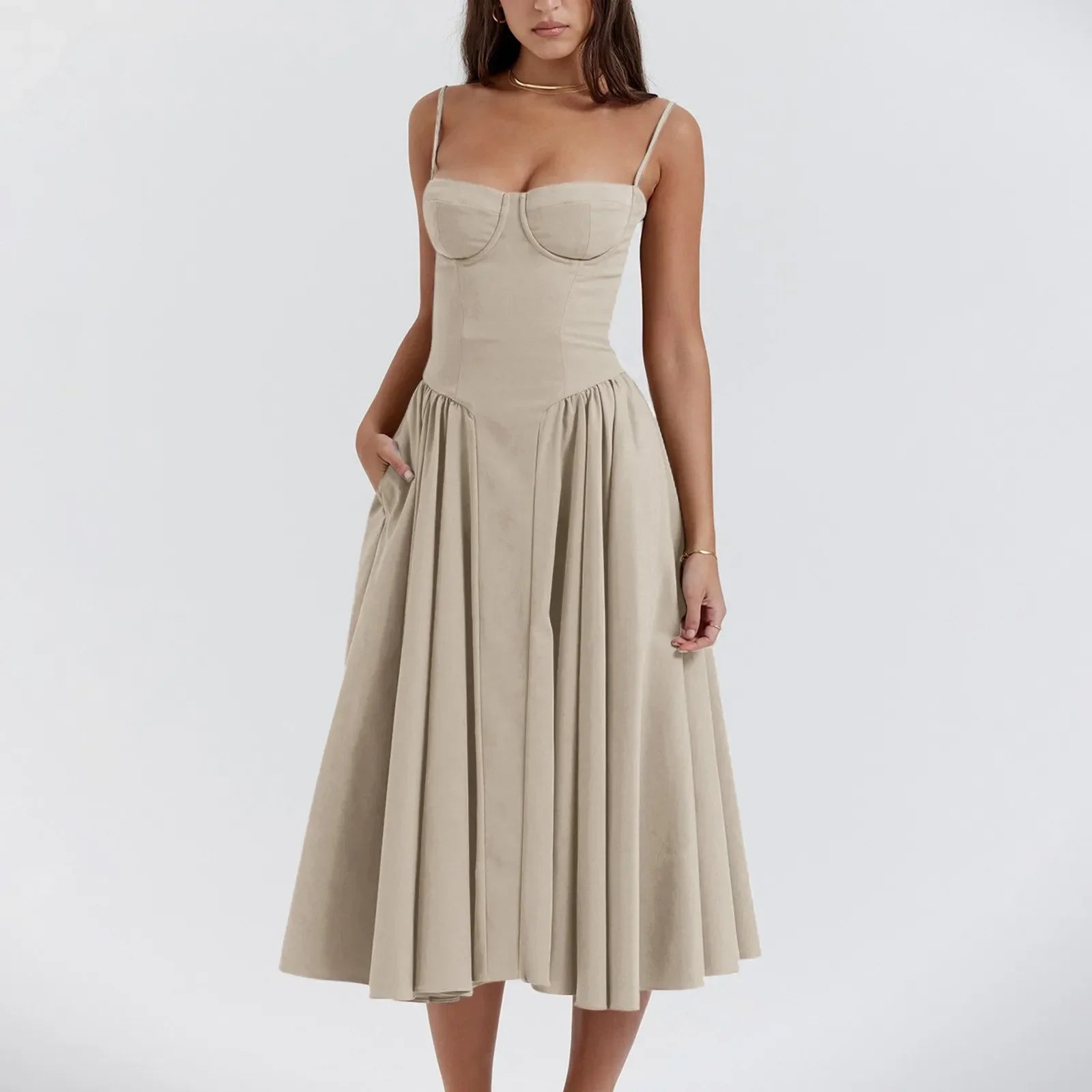 Floral Slip Tube Tops Sleeveless Printted A-line Midi Lady Boho Dress Mssaz Desses