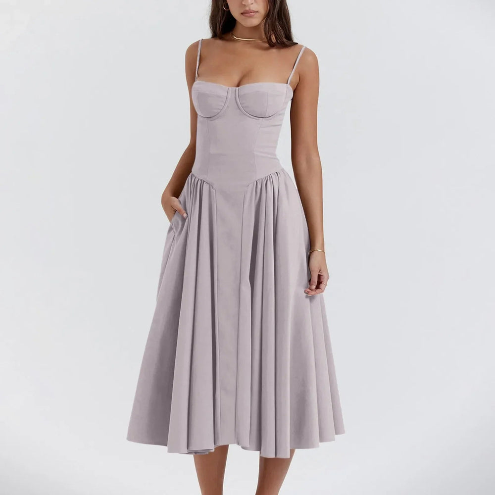 Floral Slip Tube Tops Sleeveless Printted A-line Midi Lady Boho Dress Mssaz Desses