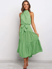 Polka Dot Halter Strapless Vacation Sundress Mssaz Desses