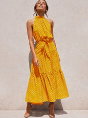 Polka Dot Halter Strapless Vacation Sundress Mssaz Desses