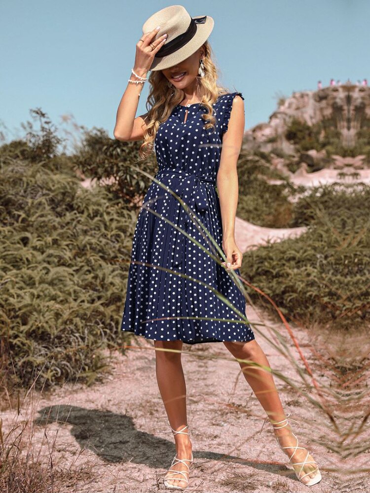Polka Dot Bandage A-line Midi Beach Sundress Mssaz Desses