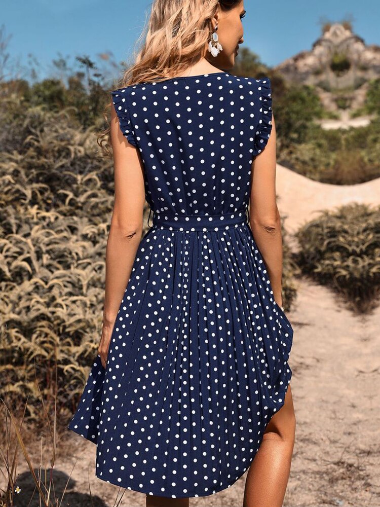 Polka Dot Bandage A-line Midi Beach Sundress Mssaz Desses