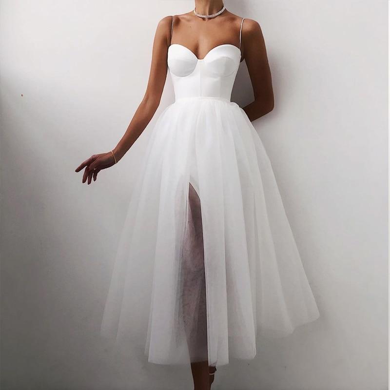 Halter Off Shoulder Party Dress Spaghetti Strap Spliced Mesh Dresses Mssaz Desses