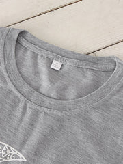 Sun Moon Print O-neck Short Sleeve Casual T-Shirt Mssza