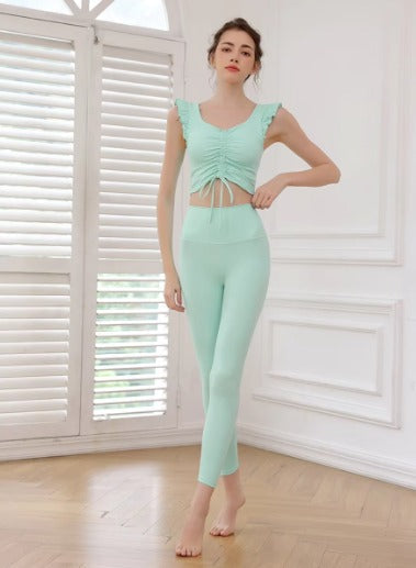 Super Soft Stretchy Drawstring Top And Bottom Two Pieces Suits Mssza