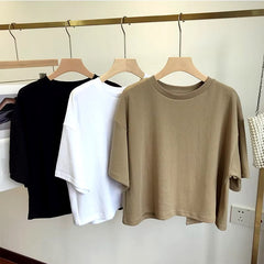 Superior Backless O Neck Solid Color Short Sleeve Tops Mssza