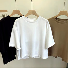 Superior Backless O Neck Solid Color Short Sleeve Tops Mssza