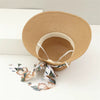 Sweet Chiffon Flower Print Ribbon Bow Large Capacity Straw Bag and Hat Tow-pieces Set Mssza