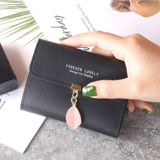 Sweet Leaf Letters Print Short Wallet Mssza