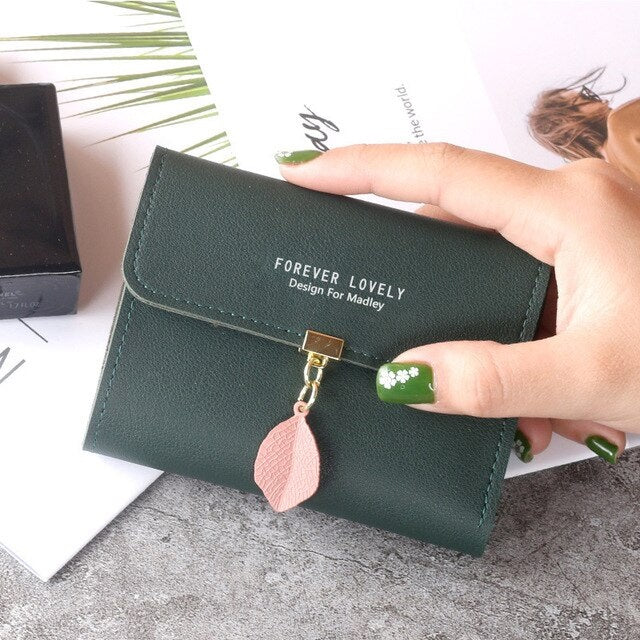 Sweet Leaf Letters Print Short Wallet Mssza