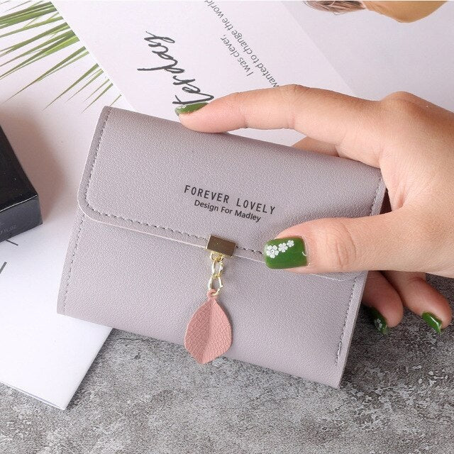 Sweet Leaf Letters Print Short Wallet Mssza