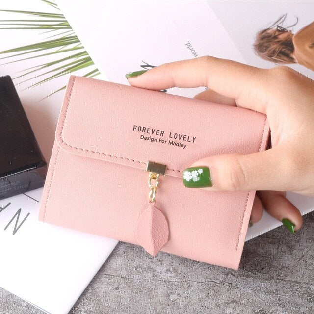 Sweet Leaf Letters Print Short Wallet Mssza