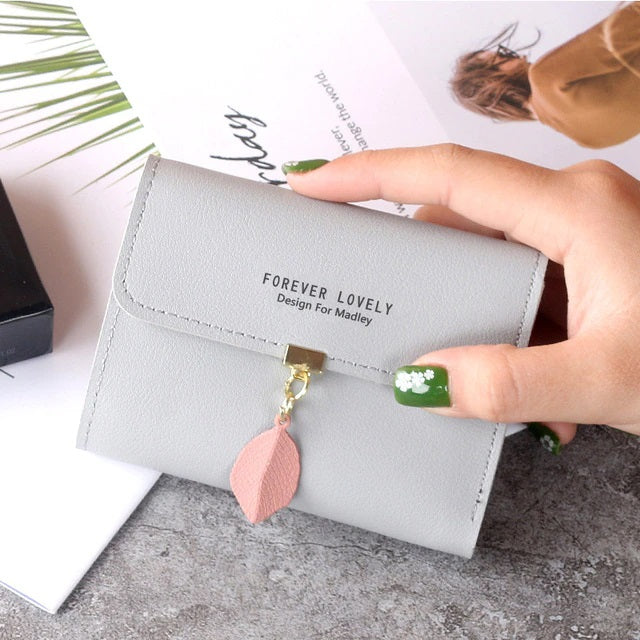 Sweet Leaf Letters Print Short Wallet Mssza