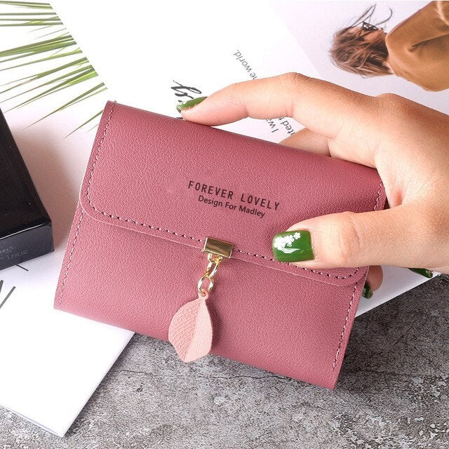 Sweet Leaf Letters Print Short Wallet Mssza
