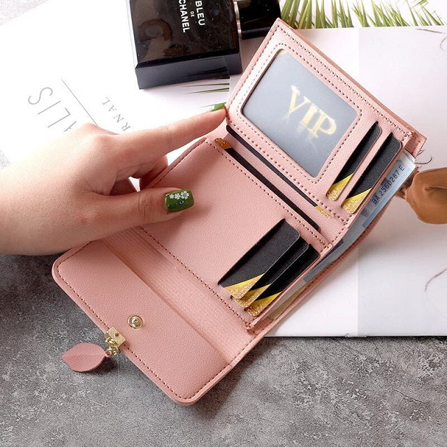 Sweet Leaf Letters Print Short Wallet Mssza