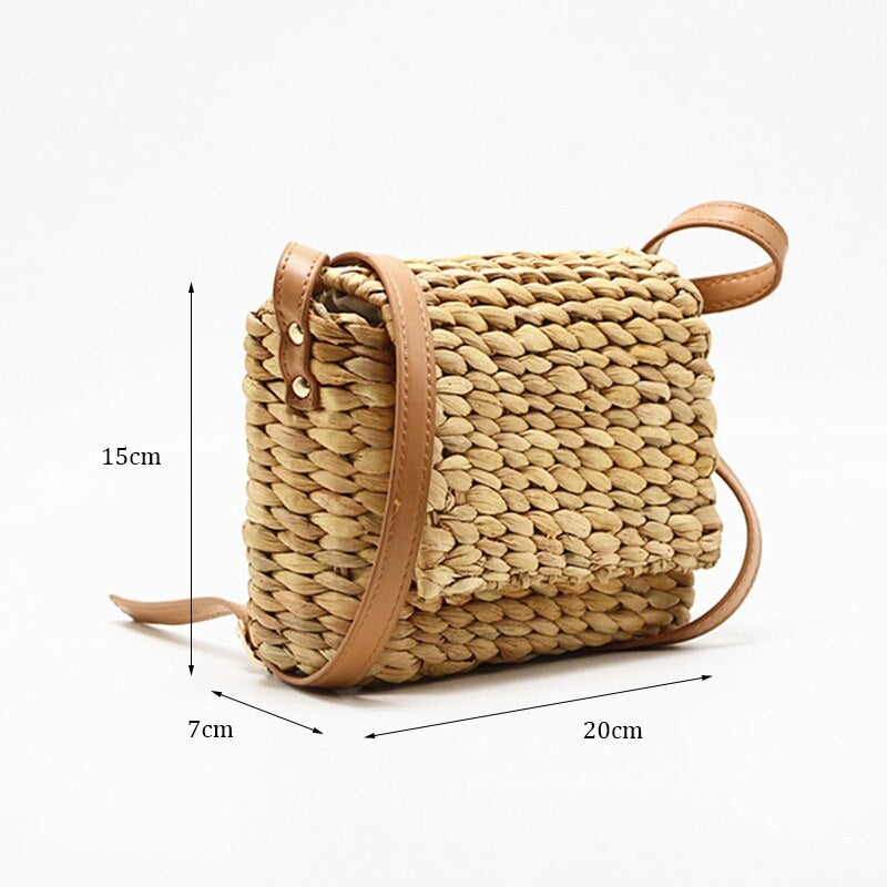 Sweet Pastoral Rattan Girls Shoulder Mini Bag Mssza