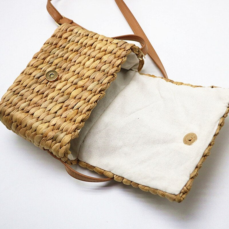 Sweet Pastoral Rattan Girls Shoulder Mini Bag Mssza